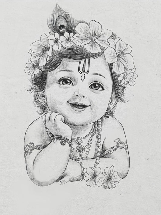 Kanha Sketch For Home Decoration